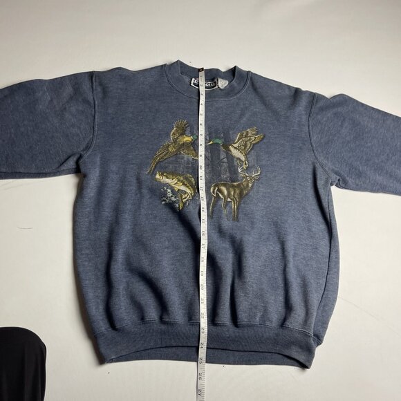 VTG Court CLUB Animal Hunting fishing forest Print graphic Sweatshirt Men’s sz S - Picture 9 of 16